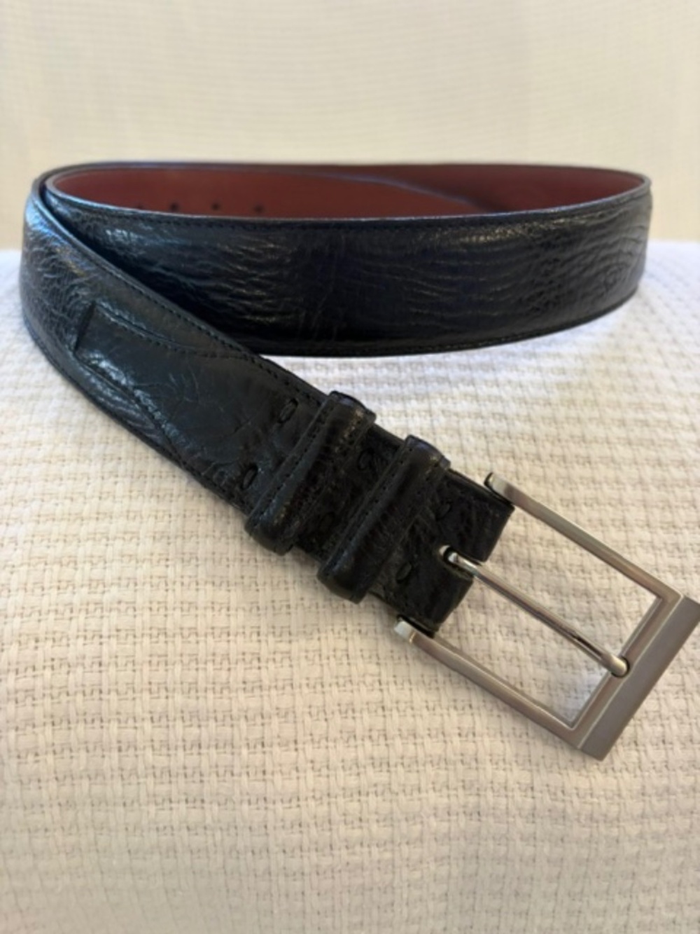 TORINO GENUINE EUROPEAN TANNED COWHIDE BLACK MENS BELT SIZE 38